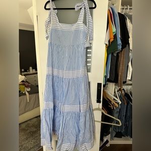 Blue and White Midi Dress